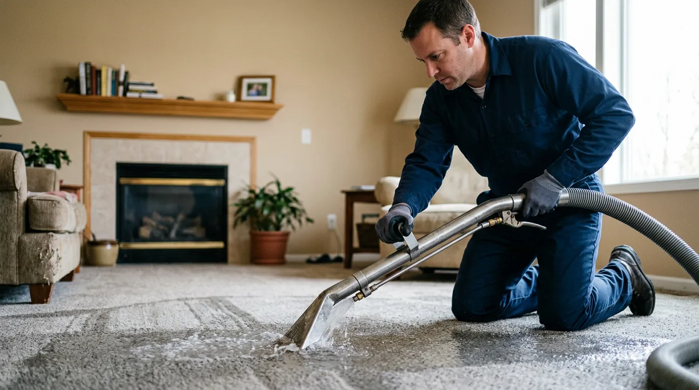 Water damage restoration technician working near Haltom City, TX